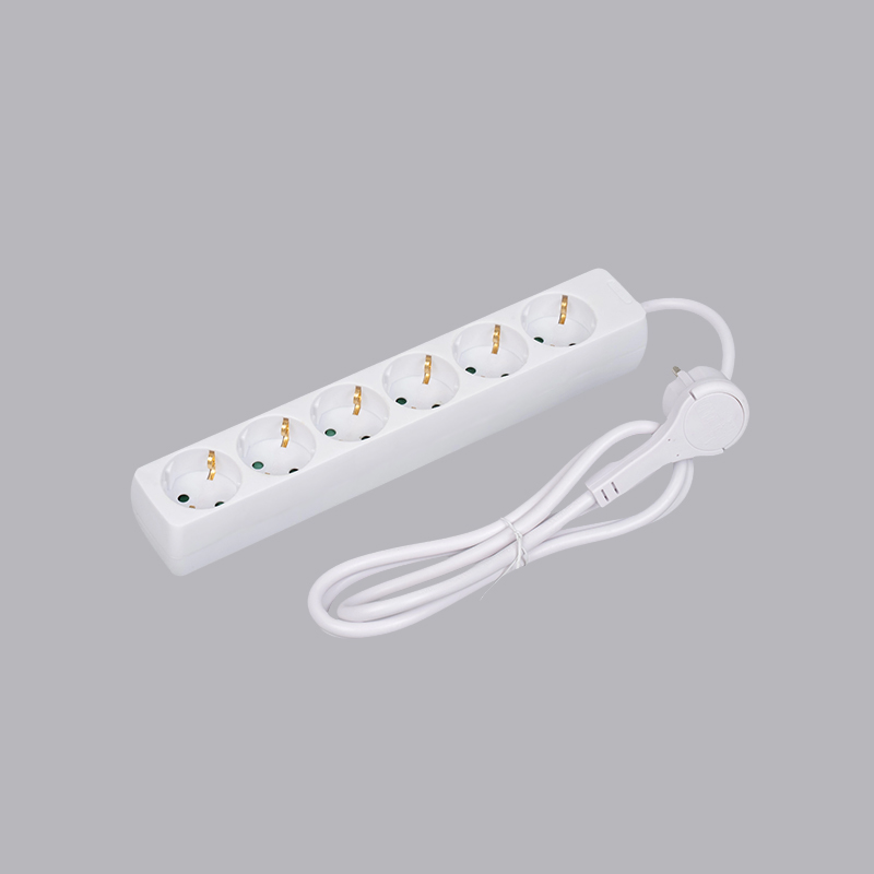 LOB-06L ドイツ型 角形6個口 プルリング付電源タップ マルチソケット
